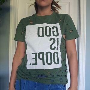 God is dope distressed tee women's size small